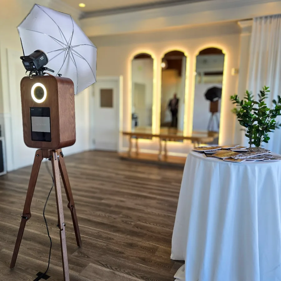 Flashback booth ready for guests at a bright New England venue