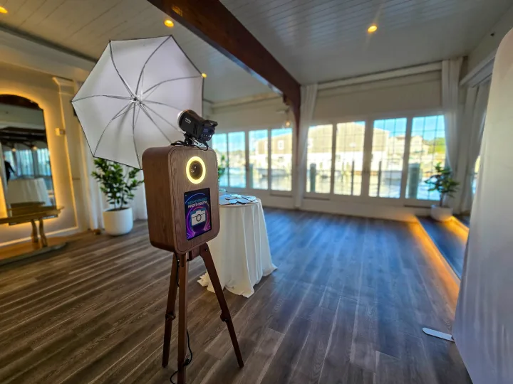 Flashback booth set up at a waterfront New England venue