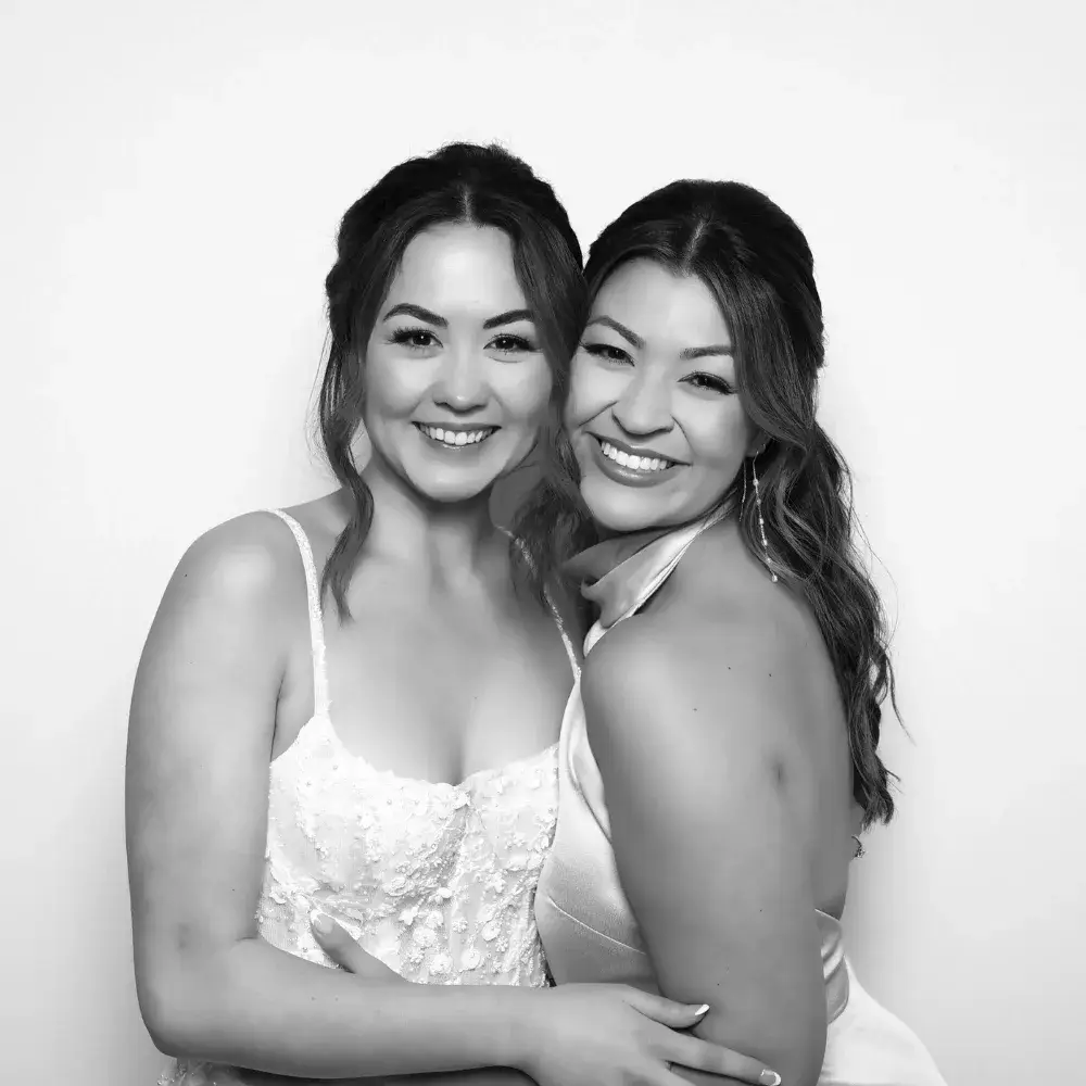 Glam booth photo strip in color and black and white
