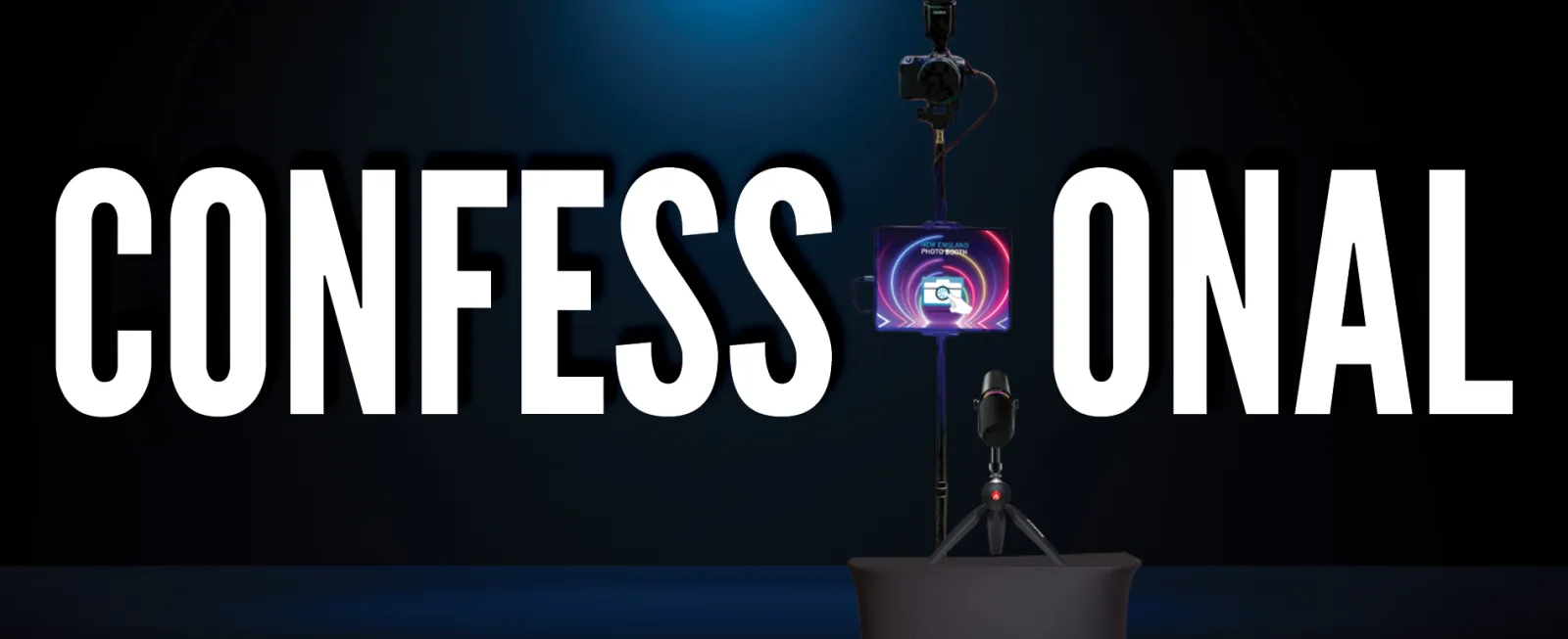 Confessional Video Booth setup capturing guest messages at a live event