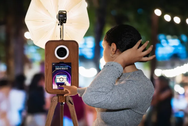 Flashback booth touchscreen interface with custom branding