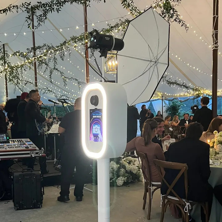LuxPod set up outdoors under tent at venue