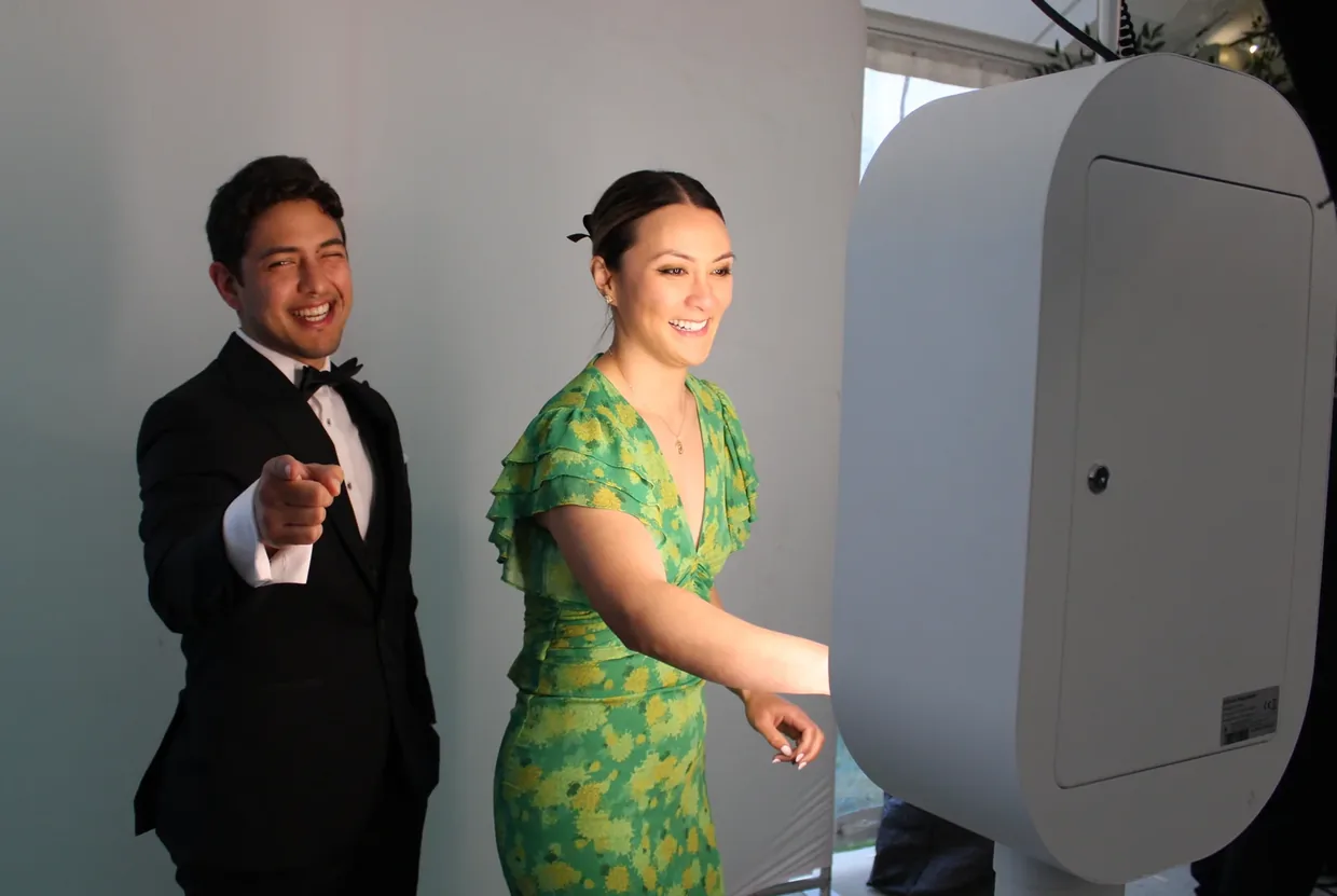 Close-up of LuxPod DSLR camera capturing high-resolution event photos