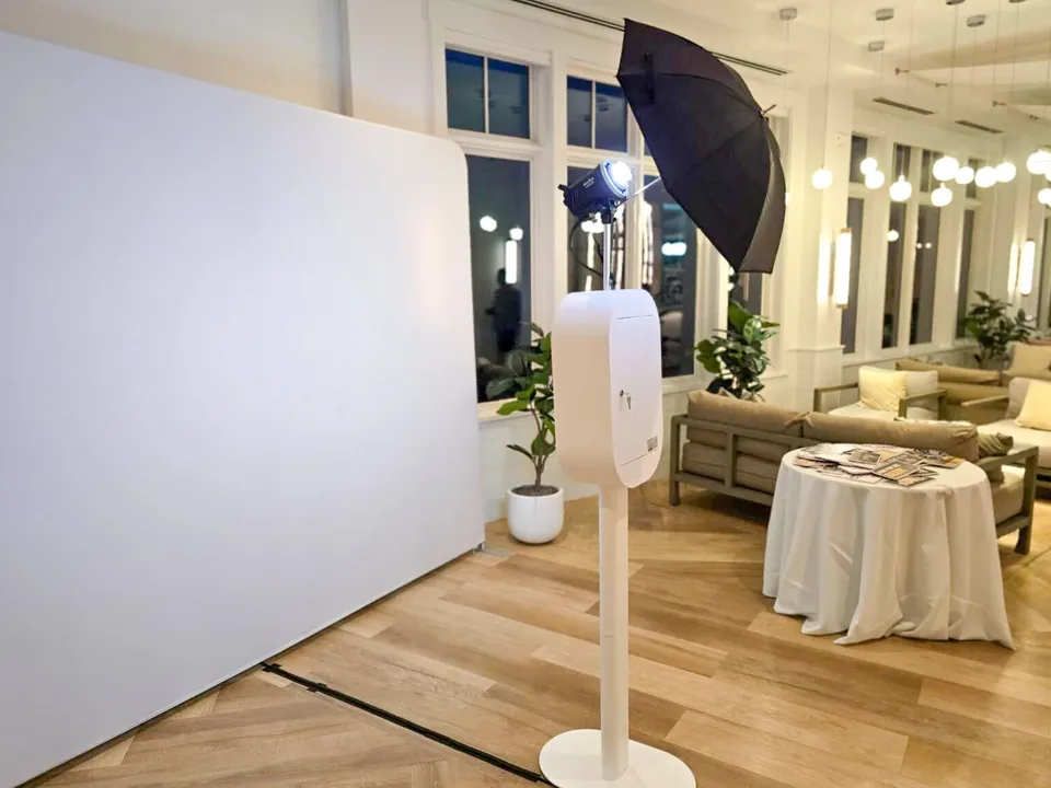 LuxPod LED ring light illuminating guests at a party