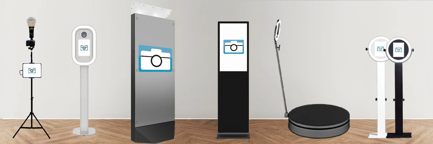Modern photo booth lineup from New England Photo Booth