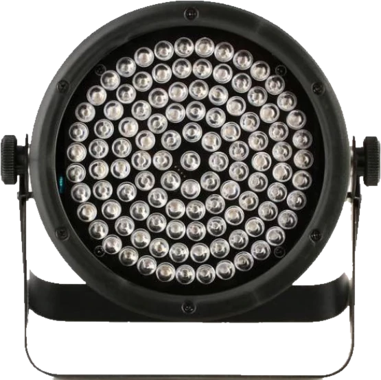 A single wireless LED uplight fixture, 108 bulbs behind a black housing