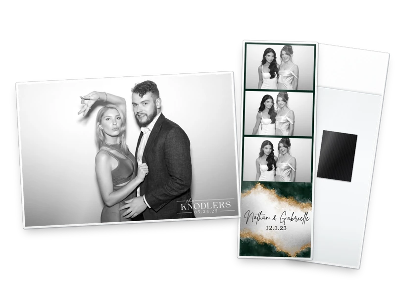 Acrylic magnet frames in 4x6 print and 2x6 photo strip sizes